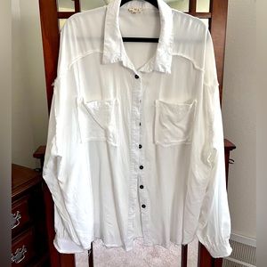 POL NWOT White Oversized Button-down Boho Top